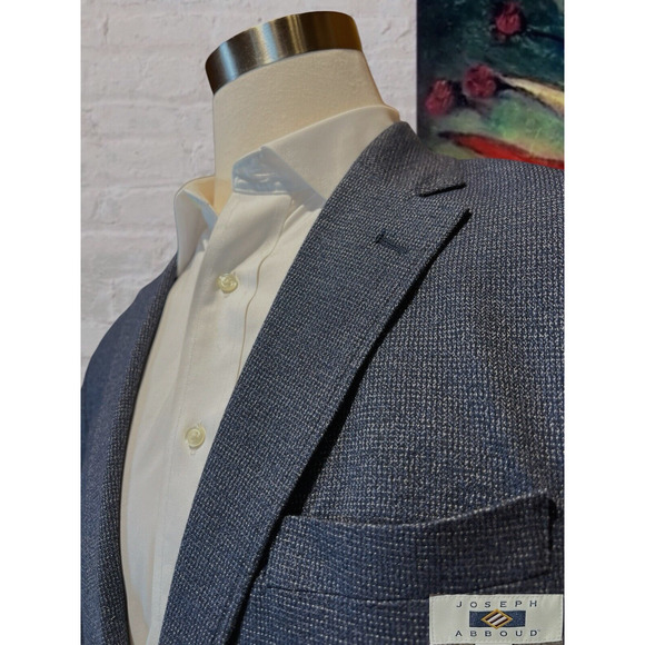 Joseph Abboud 46R XXL Unstructured Blue Casual Denim Look Sport Jacket Stretch - Picture 5 of 15